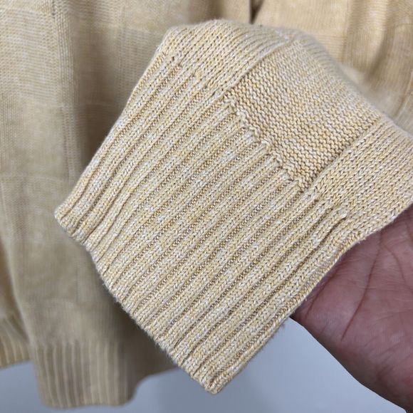 Clan Douglas Sweater Men Large Linen Silk Blend Yellow Check Scotland Pullover - Picture 8 of 15